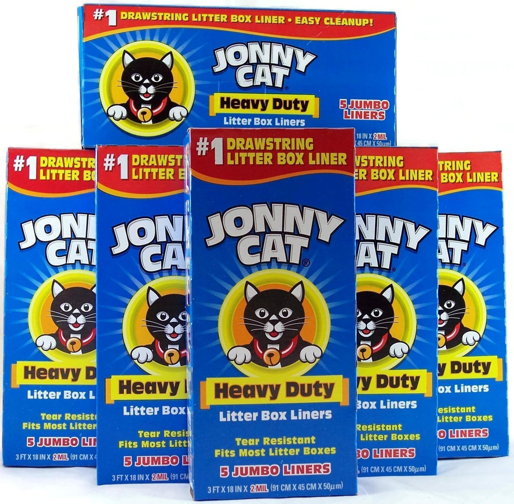 Jonny Cat litter box liners pack six, tear-resistant for easy cleanup in most litter boxes