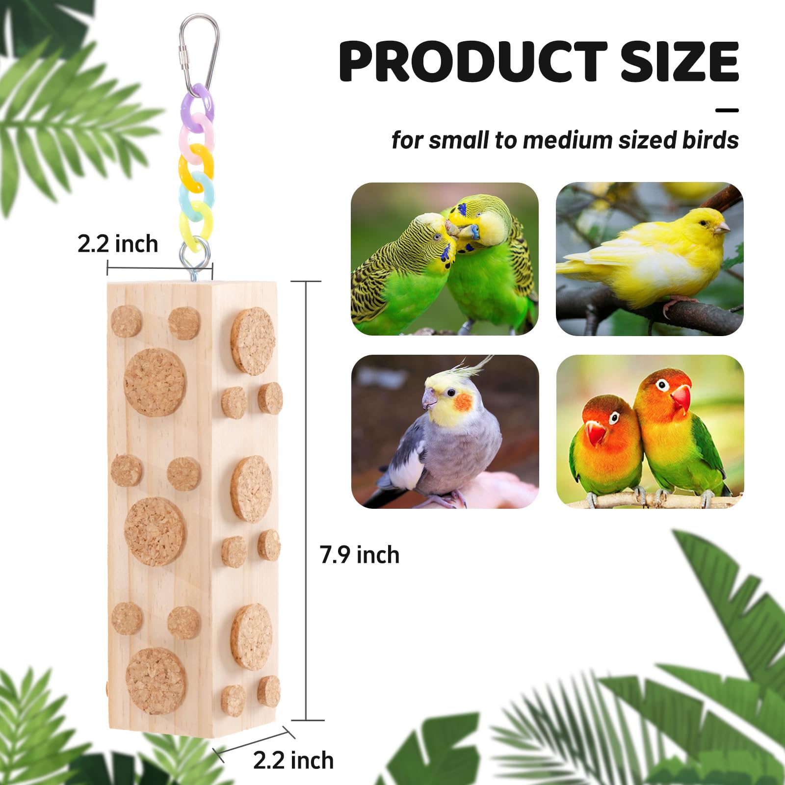 JONS NTY wooden chew toy corks close-up shows 92 detachable corks for varied foraging.