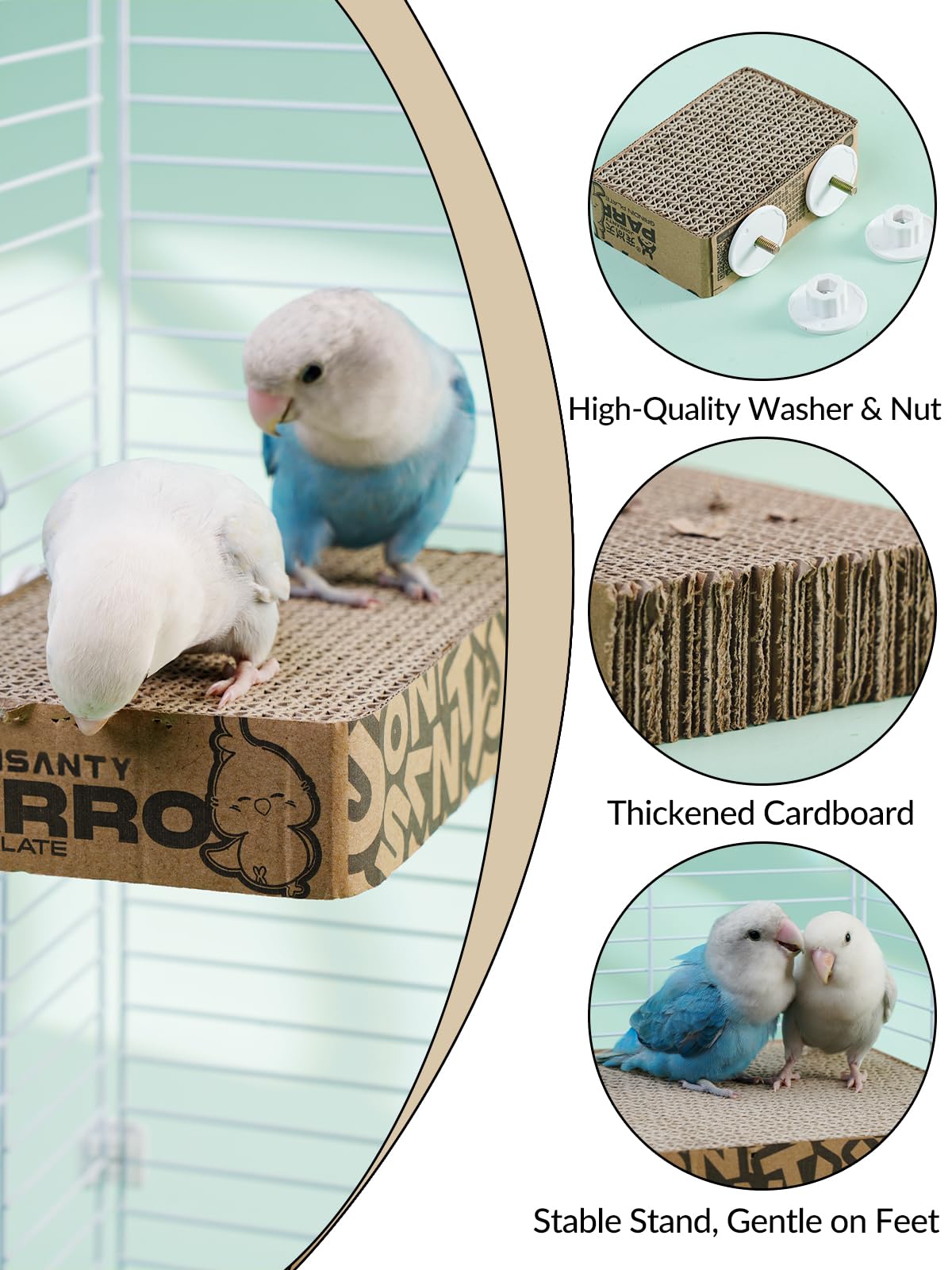 JONS NTY cardboard material ensures safe, eco-friendly bird toy design.