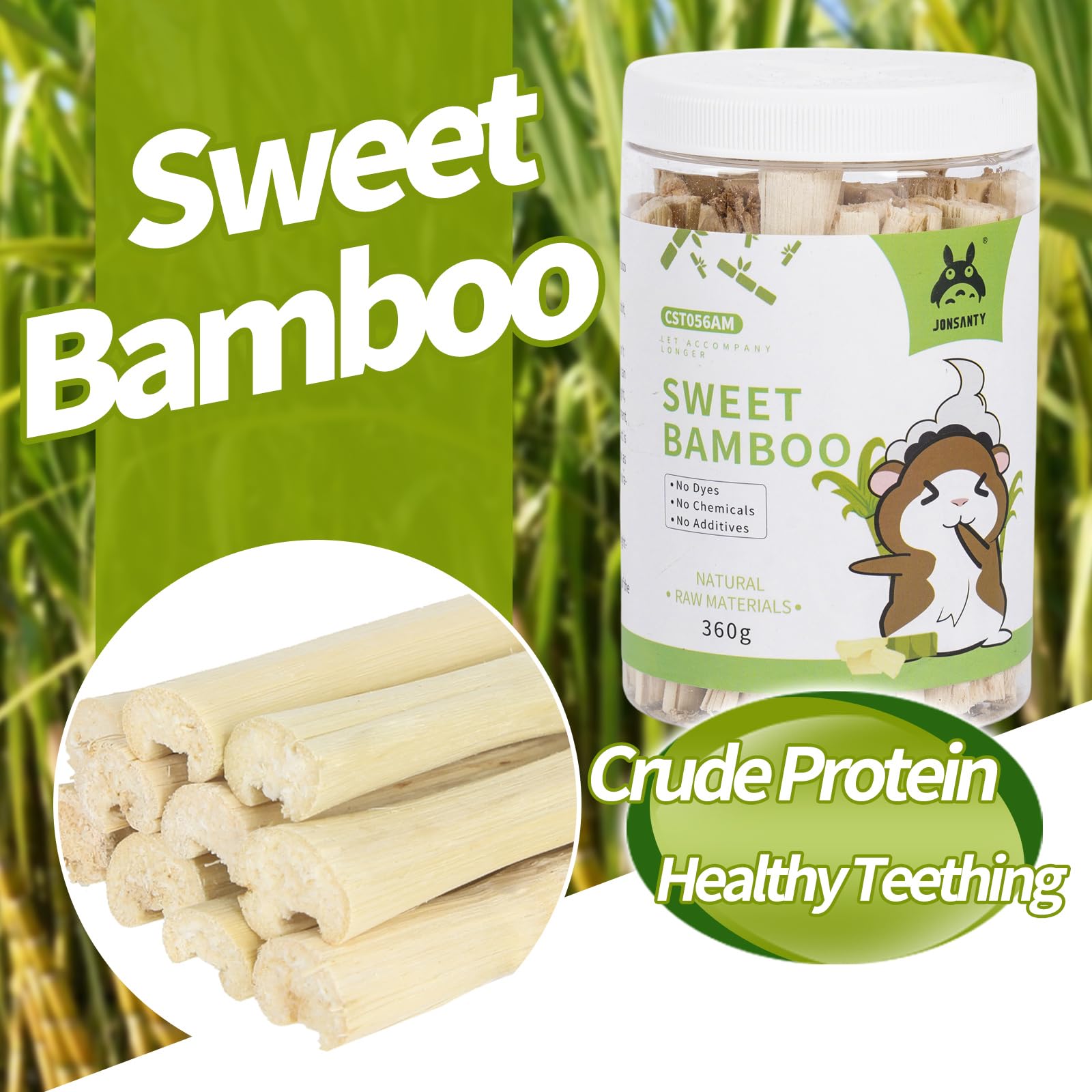 JONSNTY natural materials image shows safe, chemical-free bamboo for small pets.