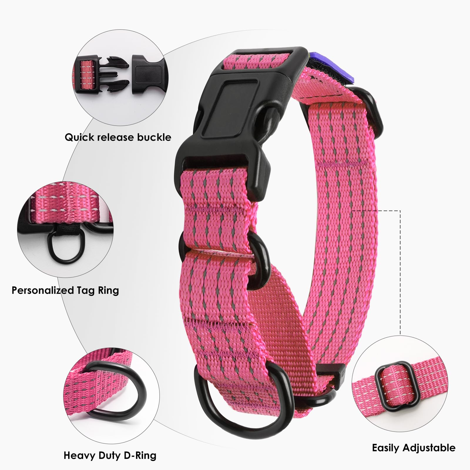 JOOCPUP martingale collar heavy-duty nylon and hardware withstand daily use during outdoor adventures