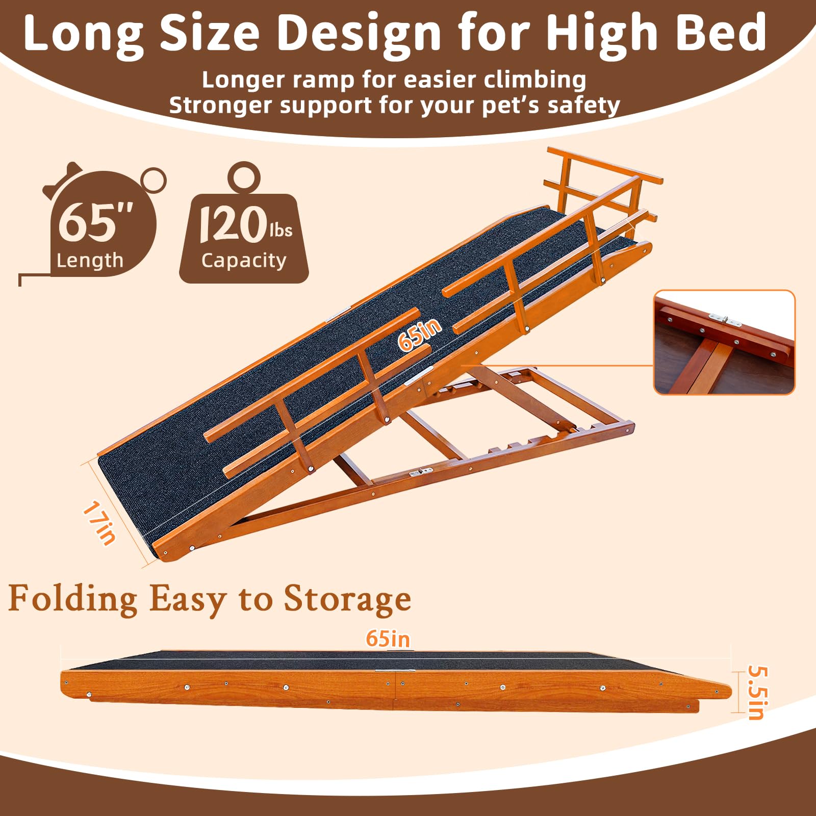 Jopavo dog ramp landing platform at top improves safety and balance