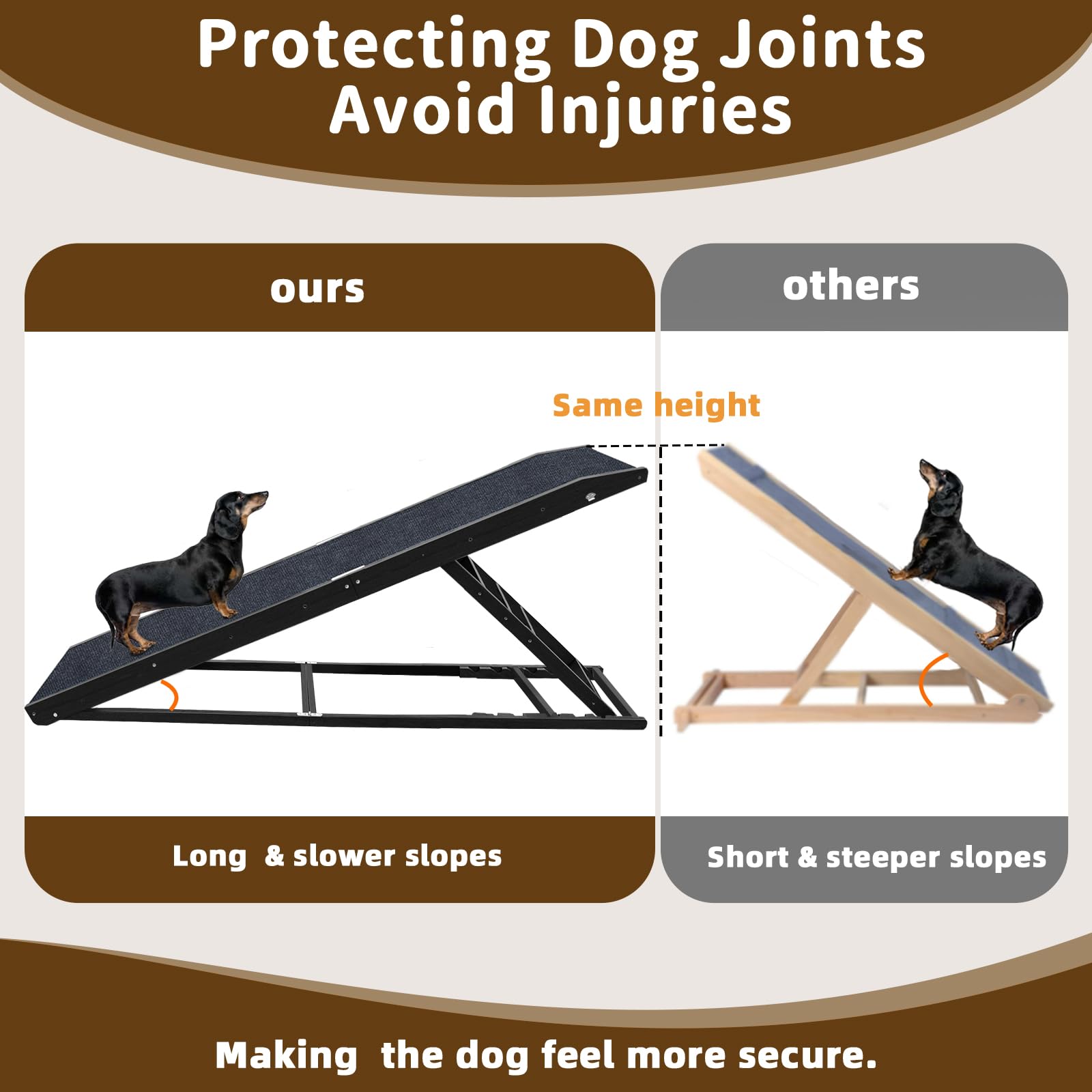 Jopavo dog ramp offers adjustable heights from 18 to 32 inches for different beds