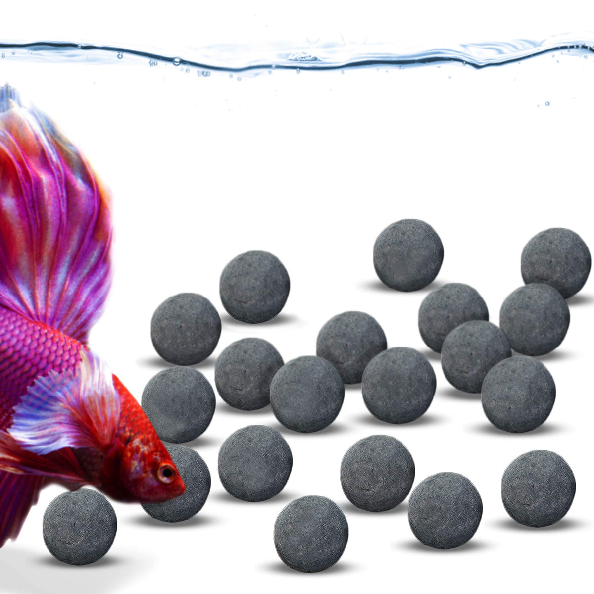 JOR Betta Balls close-up shows color boost and vibrant fins.