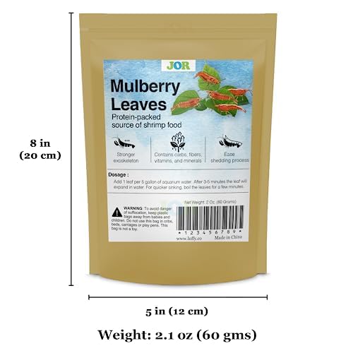 JOR leaves promote clearer water while nourishing shrimp in aquariums.