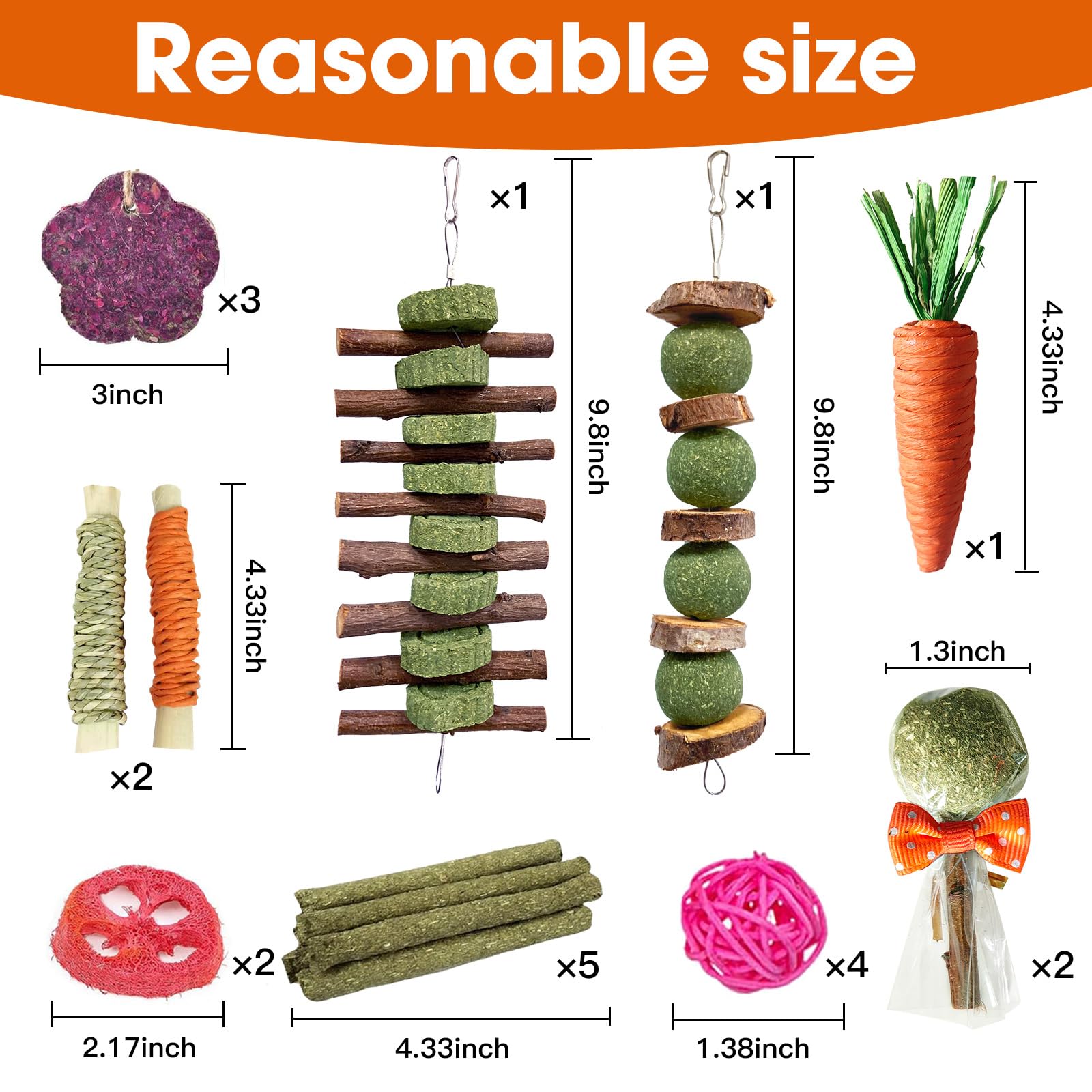 Jorewood Loofah Toy Set natural fibers for gnawing and curiosity