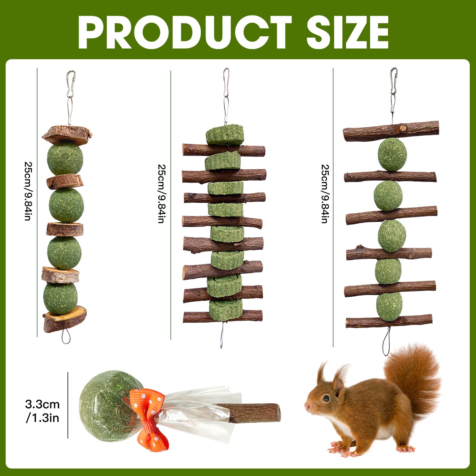 Jorewood peach-sticks-grass-ball-lollipops promote natural chewing and appetite support for small pets.