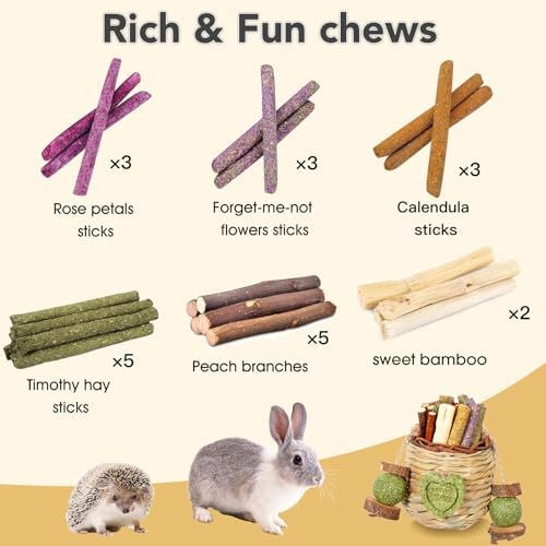 Jorewood Rabbit Chew Toys apple sticks support daily chewing and natural foraging