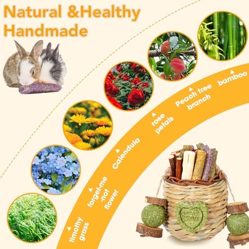 Jorewood Rabbit Chew Toys rose-flavored grass sticks entice foraging and play