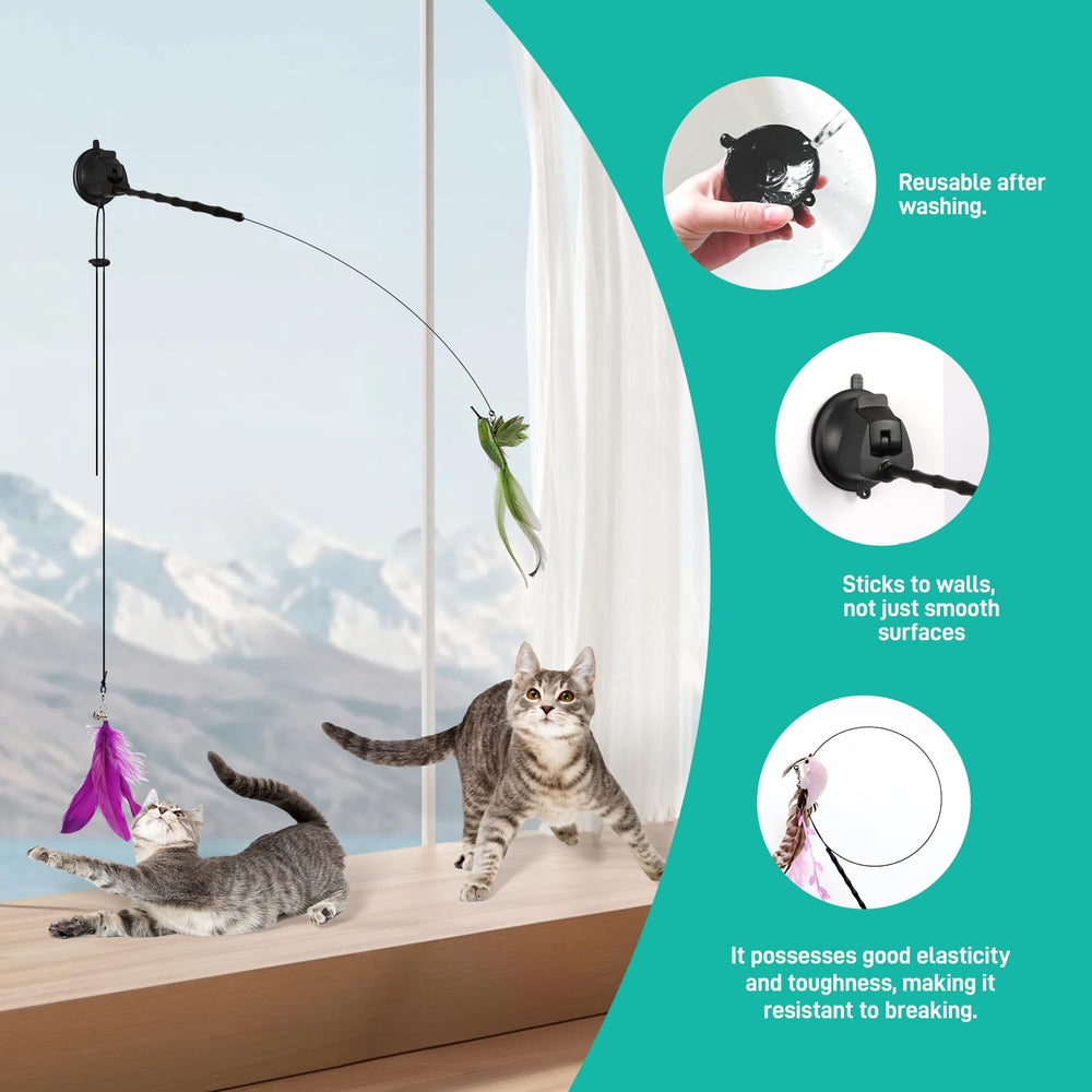 Jority cat wand assembly supports interactive and independent play options