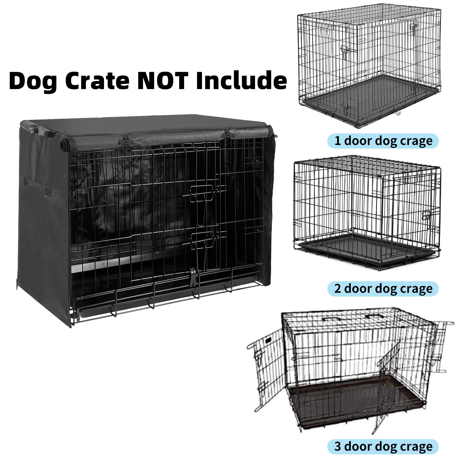 Joroamp dog crate cover with four side zippers for easy access.