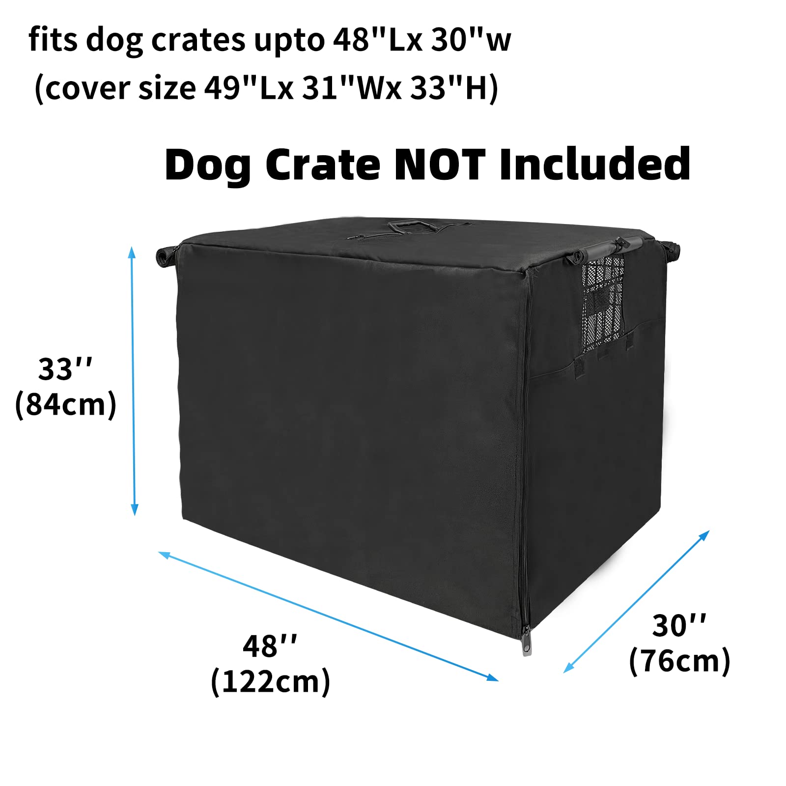 Joroamp dog crate cover shows rolled sides for adjustable ventilation.