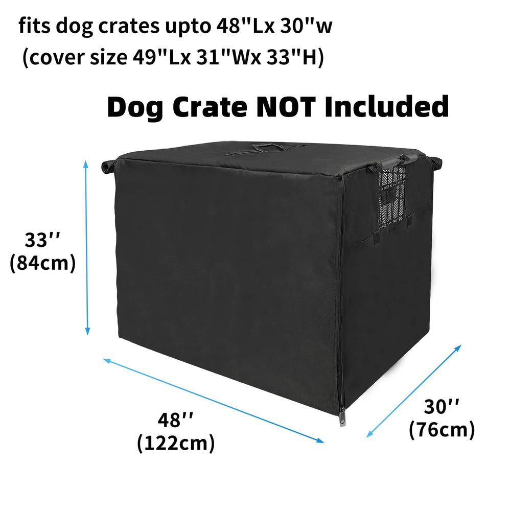 Joroamp dog crate cover shows rolled sides for adjustable ventilation.