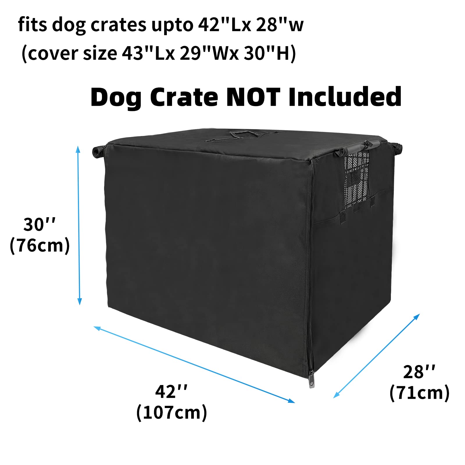 Joroamp 42-inch kennel cover side panel open demonstrates adjustable ventilation