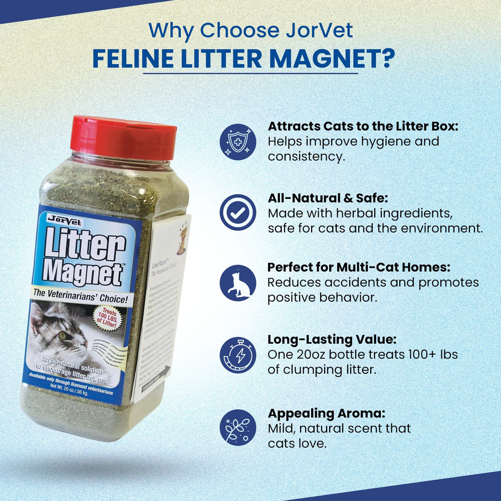 JorVet Litter Magnet helps attract cats to the box during routine visits.