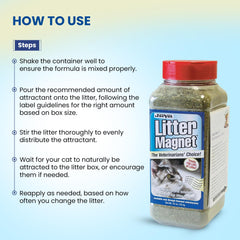 JorVet Feline Litter Magnet shake-and-pour lid facilitates quick, targeted litter box application.
