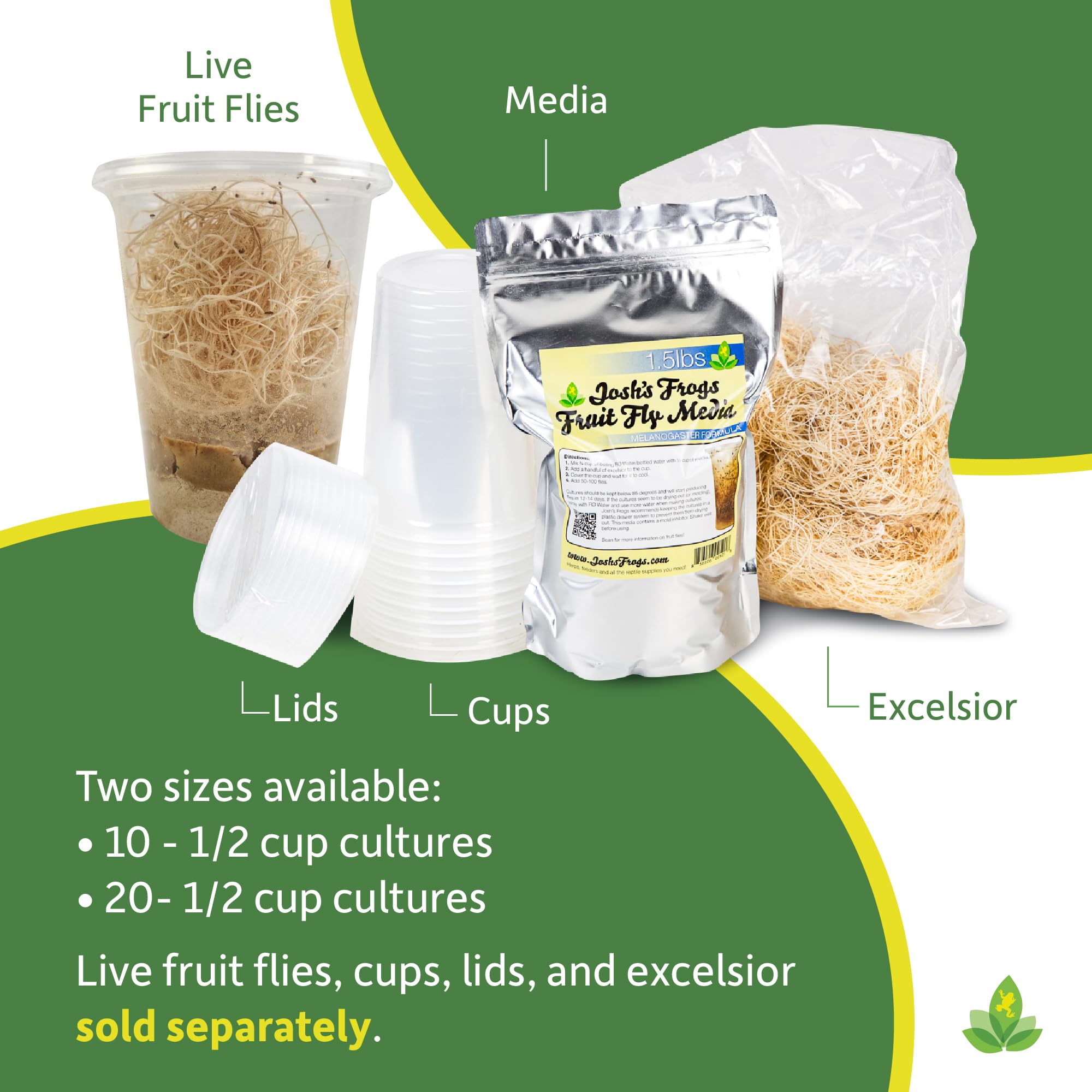Josh's Frogs melanogaster media supports feeding many small pets with healthy fruit flies.