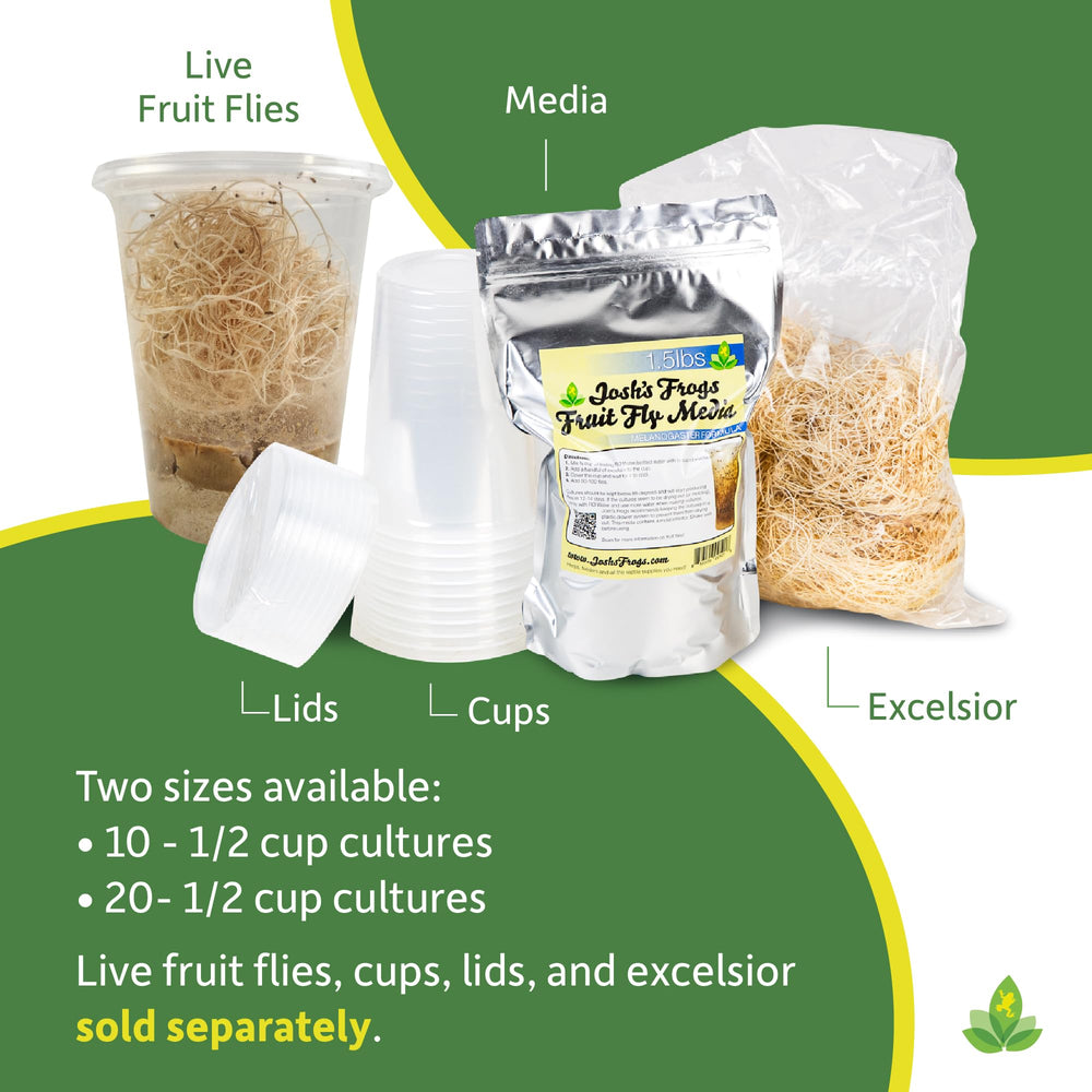 Josh's Frogs melanogaster media supports feeding many small pets with healthy fruit flies.
