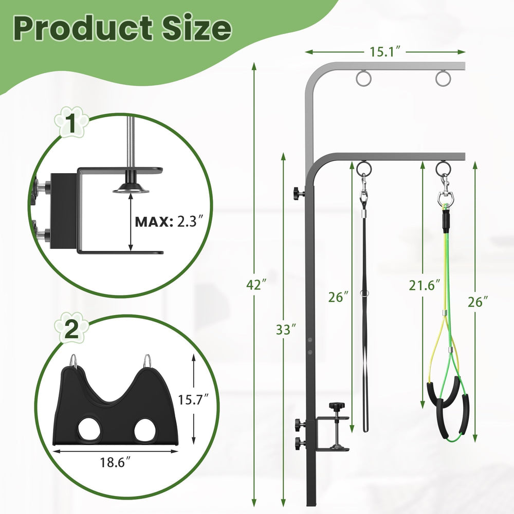 Josmimic clamp fits tabletops up to 2.3 inches thick for flexible use.