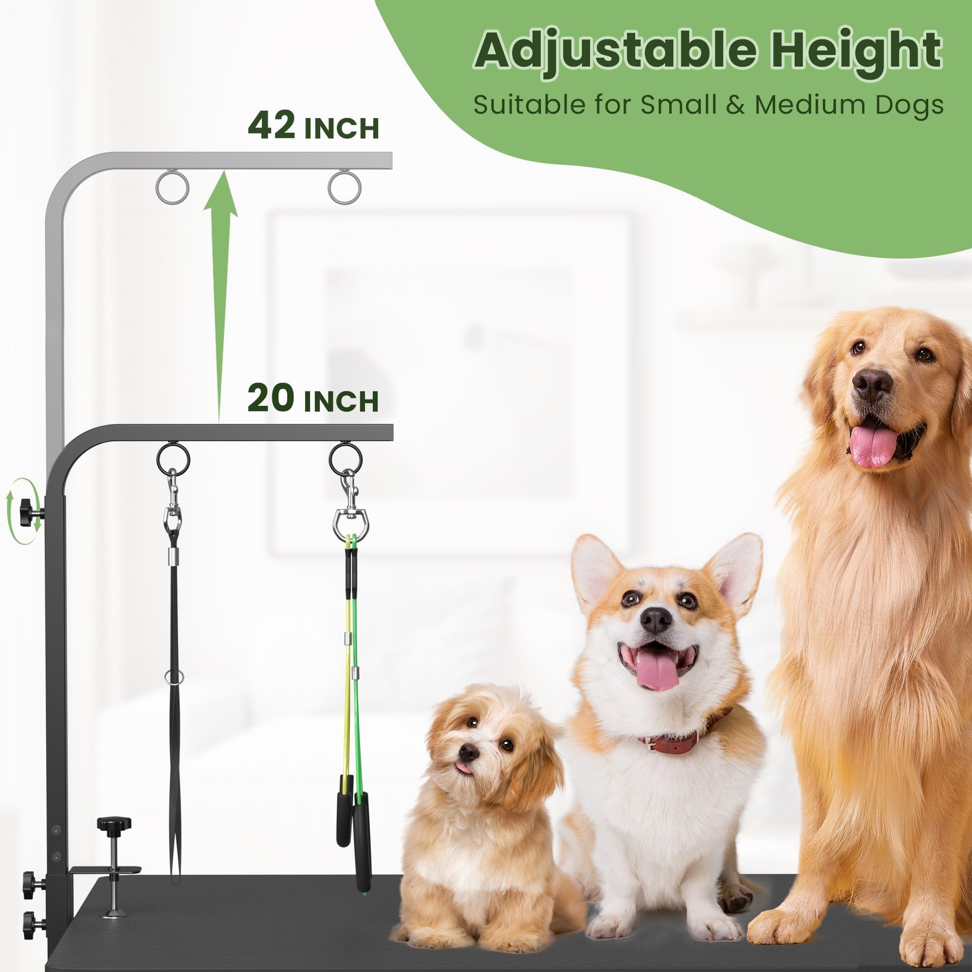 Josmimic hammock and no-sit haunch holders gently restrain pets during grooming.