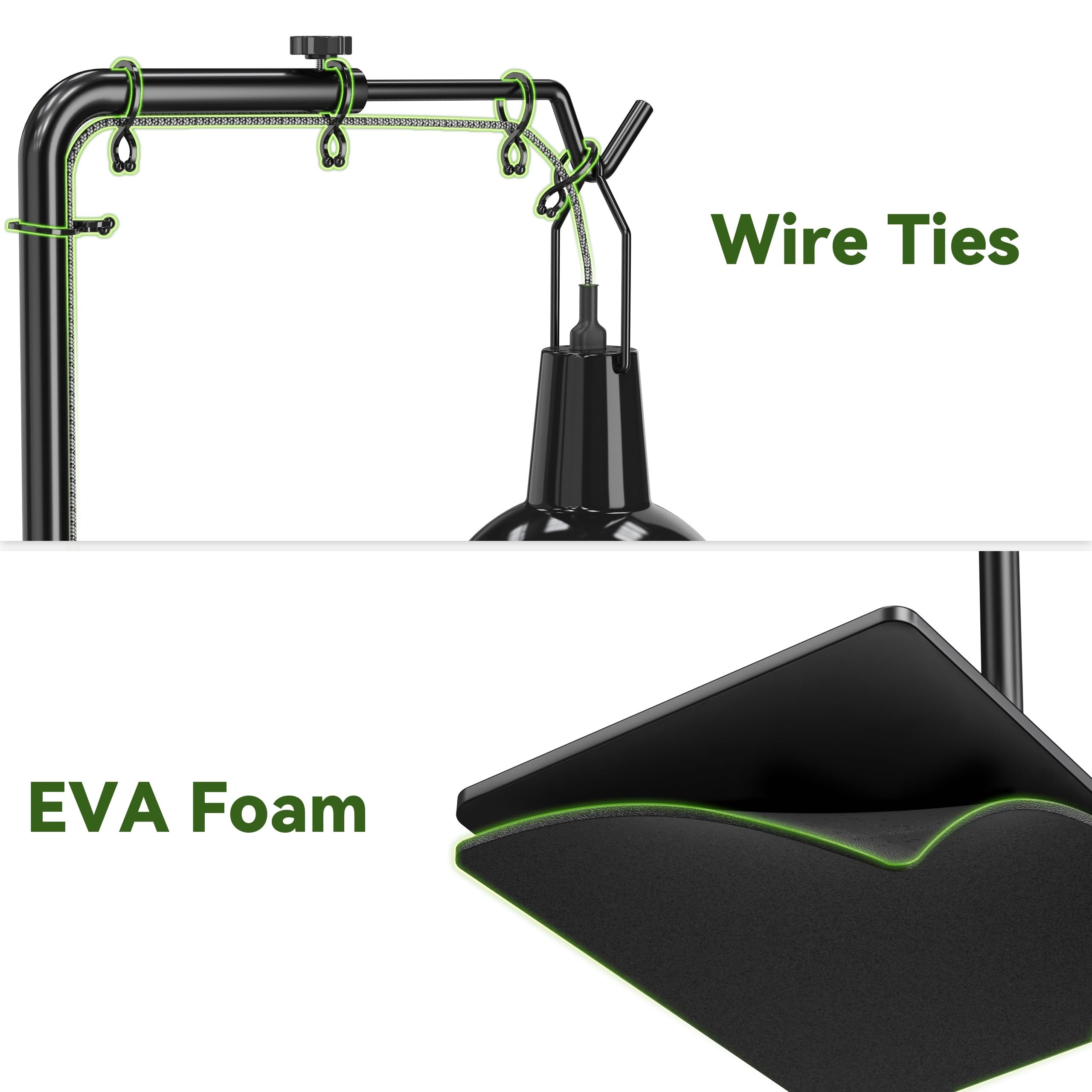 Josmimic reptile heat lamp stand with lamp clip for hanging dome fixtures