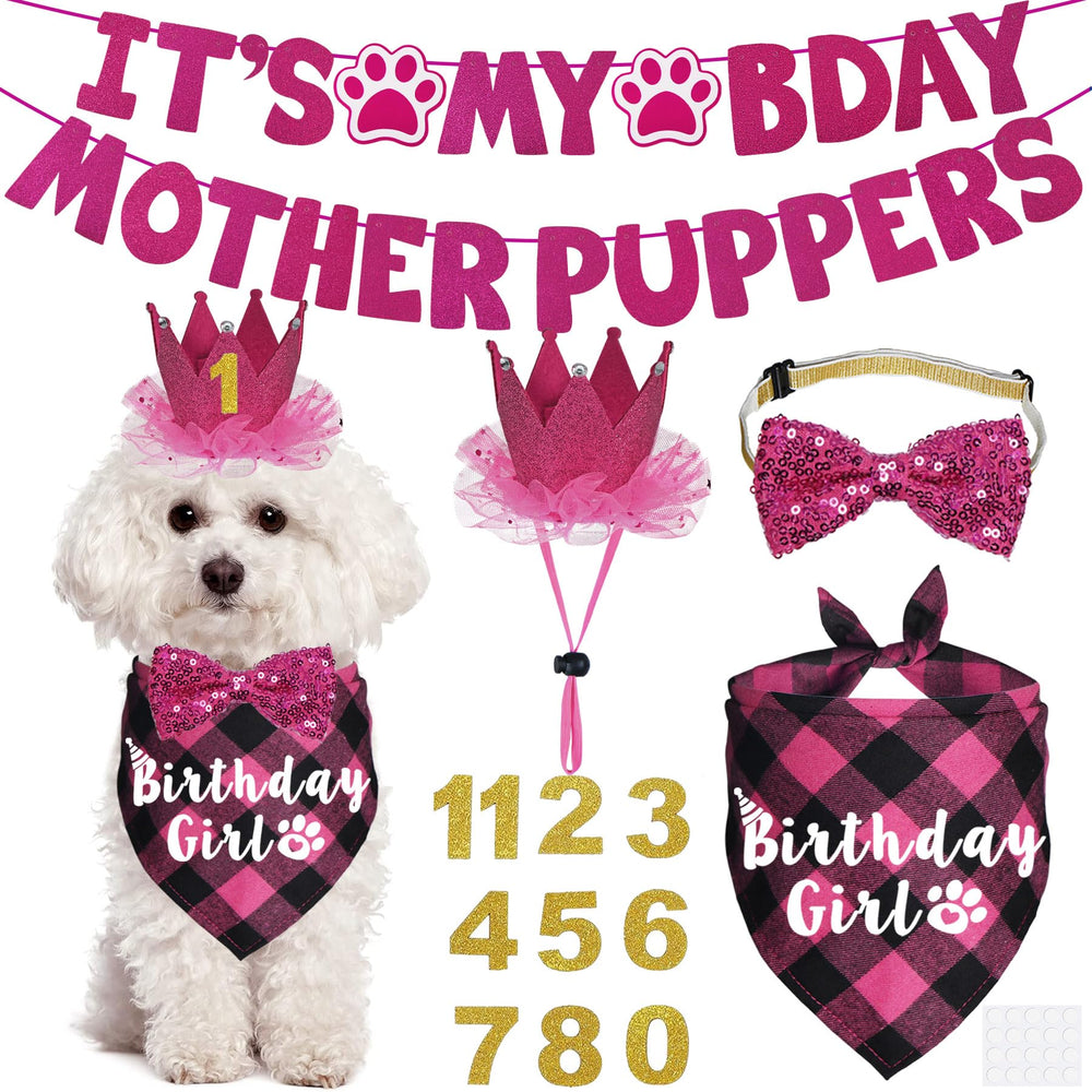 JOTFA dog birthday bandana pink for stylish party photos