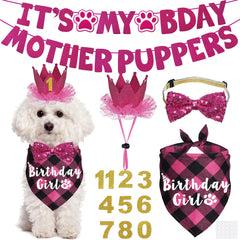 JOTFA dog birthday bandana pink for stylish party photos