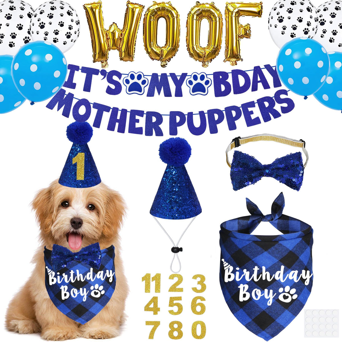 JOTFA dog birthday sign banner featuring Mother Puppers boosts party photo moments.