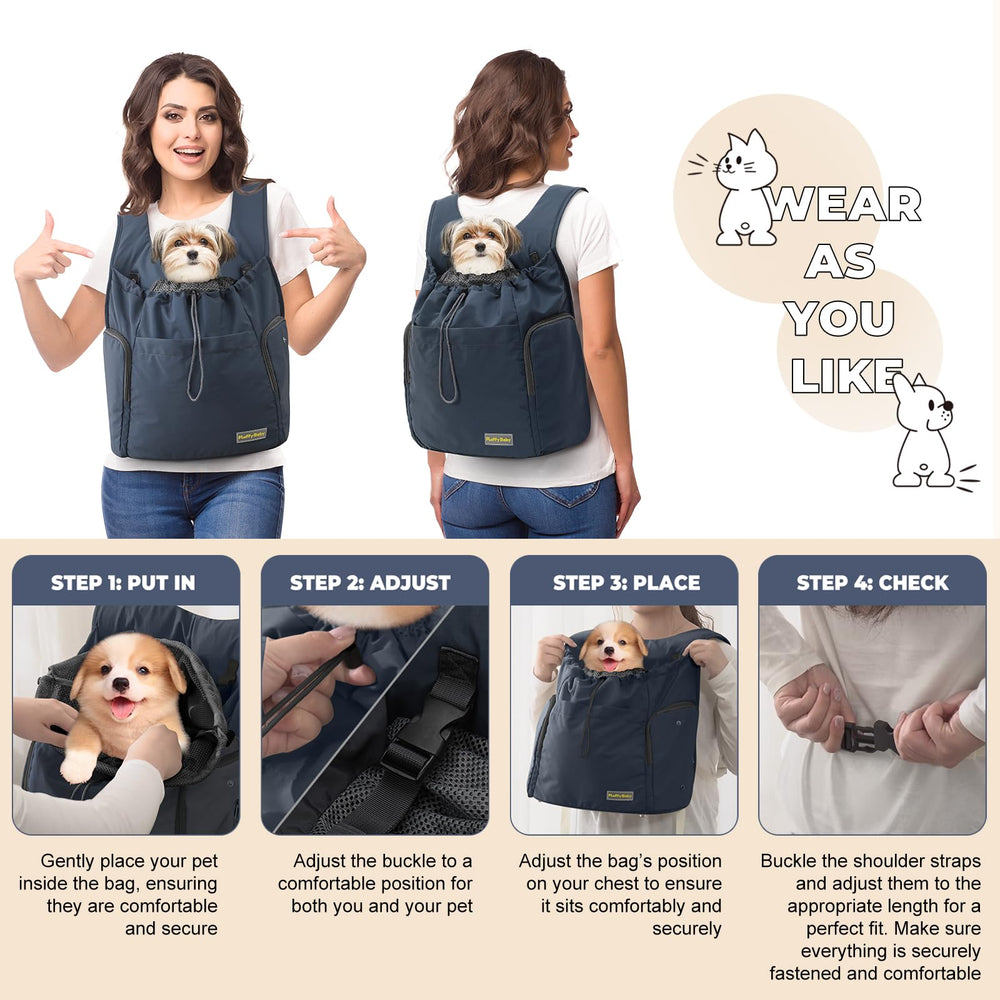 JourCraf Dog Front Carrier Storage Pockets illustrate easy access to treats and essentials