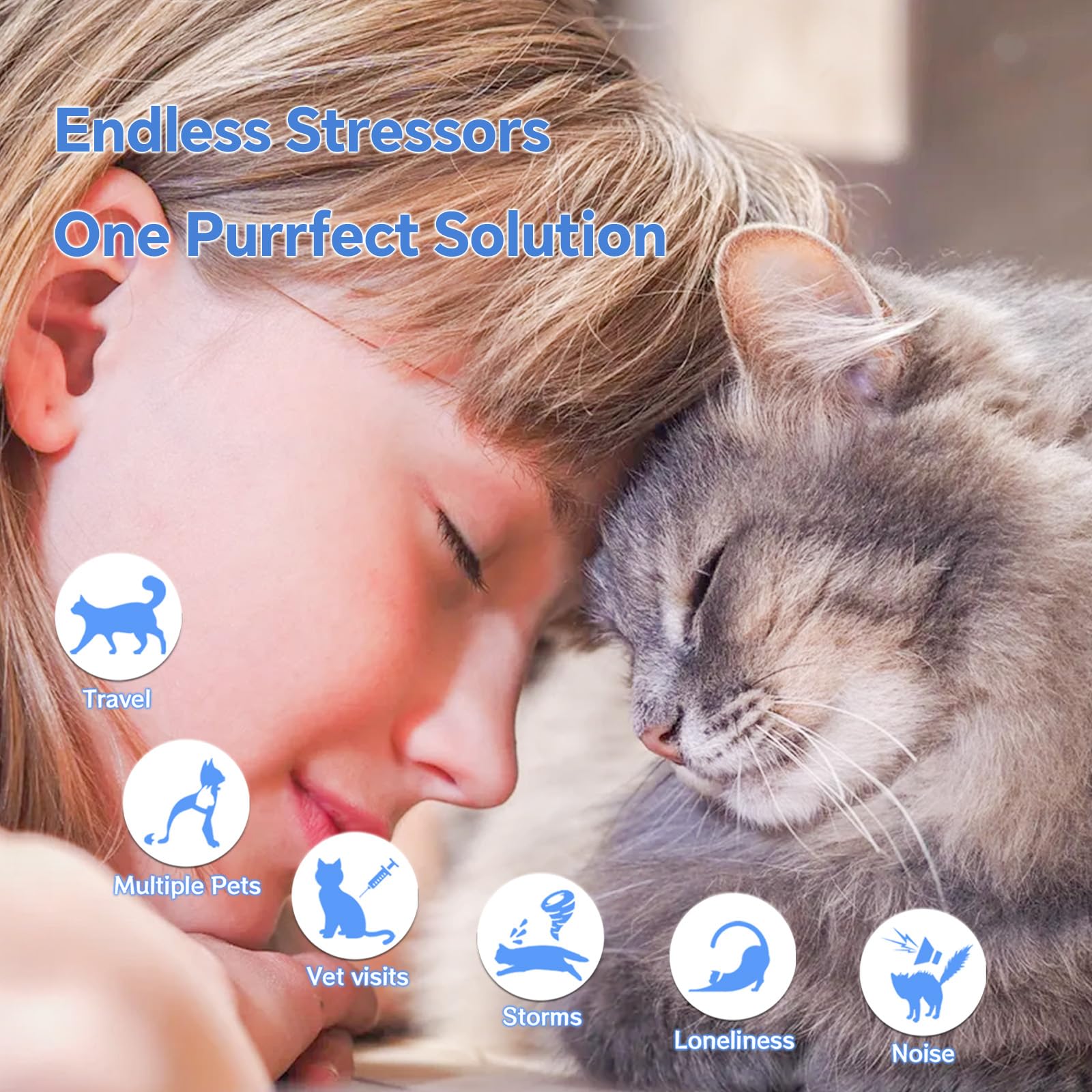 Journeward calming collar blue pack highlights color choice for cat households.