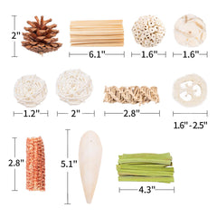 JOUSONTY 11-varieties parrot toys image highlights pine cones and wheat straw for foraging play.
