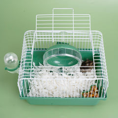 JOUSONTY hamster cage water-bottle-attached provides built-in hydration for trips.