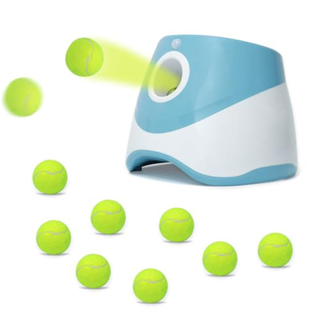 Jovani dog ball launcher blue front view for interactive play and bonding.