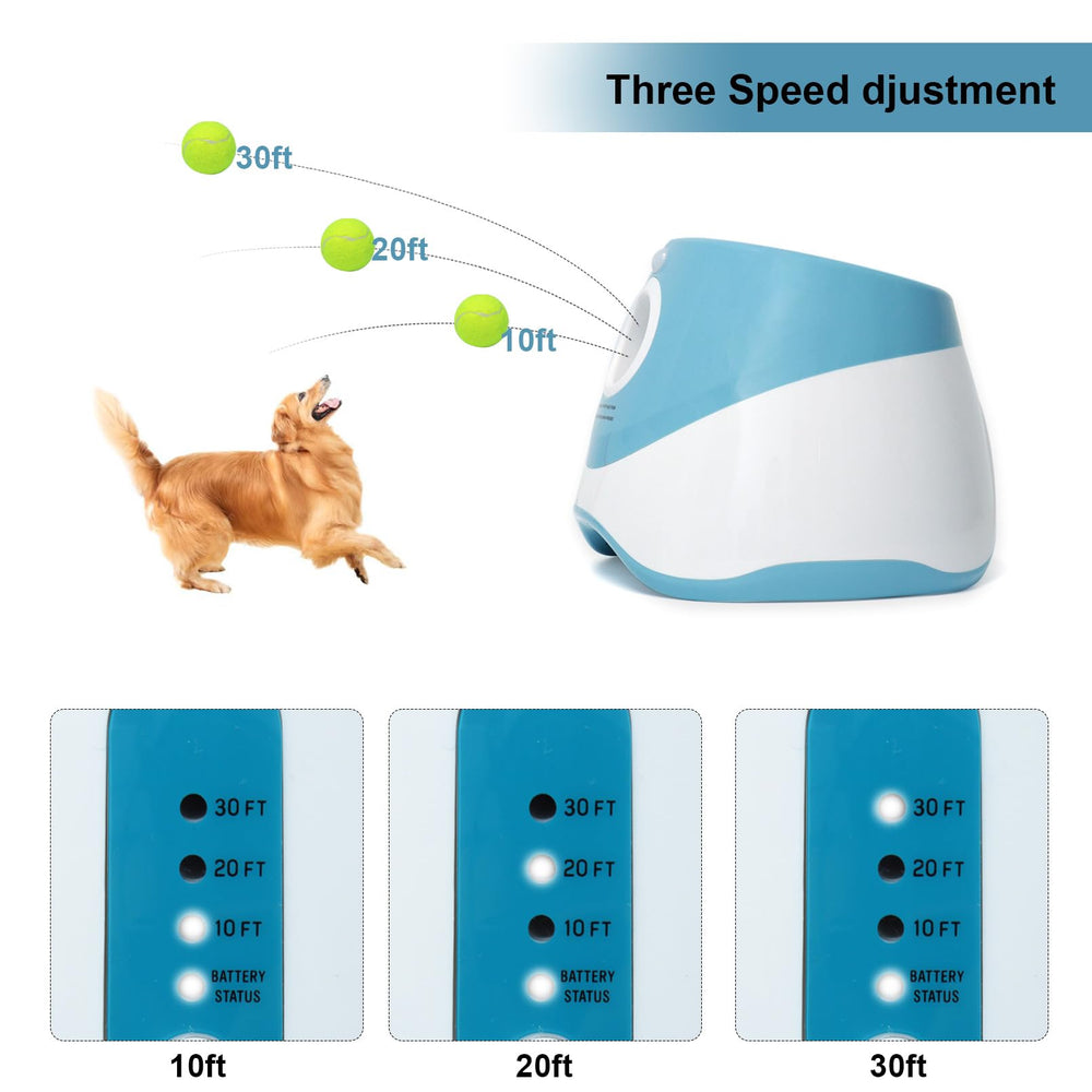 Jovani ball launcher recharge port highlights long playtime between charges.