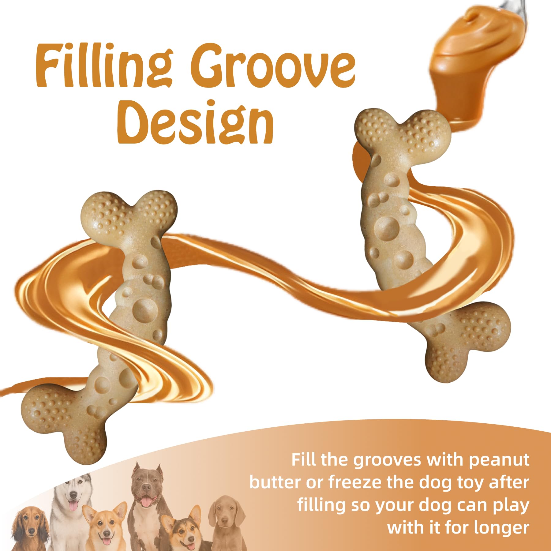 JoviQ groove-design closeup showing treat-friendly grooves for stuffing snacks.