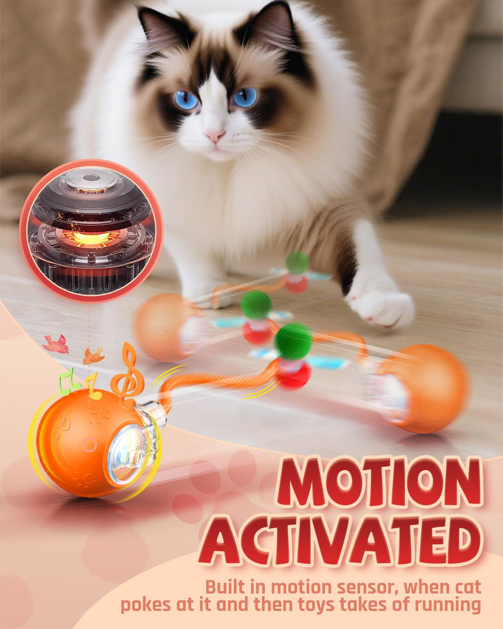 Jovrun cat toy with two play modes offers versatile fun.