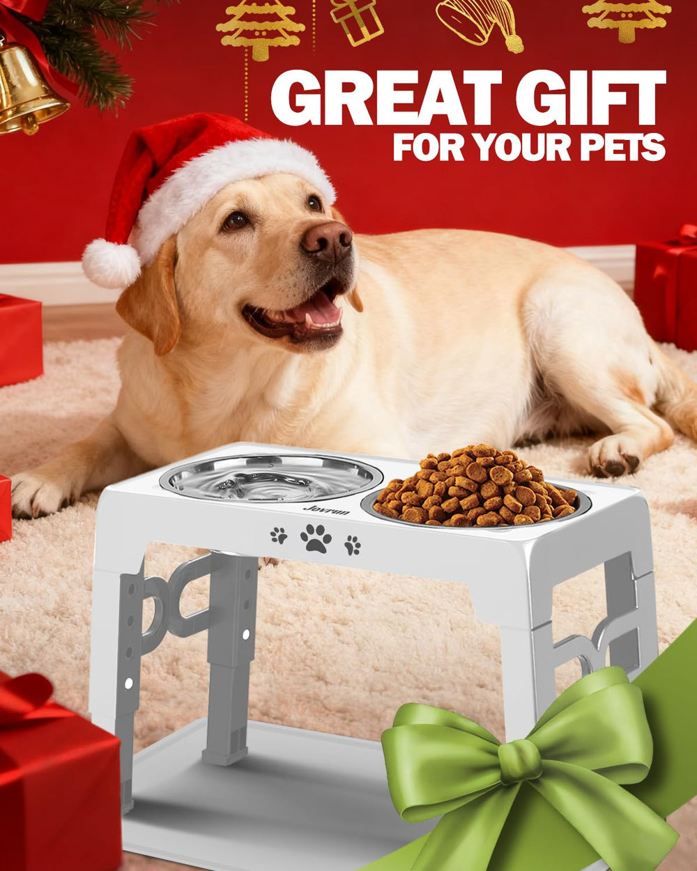 Jovrun dog feeder setup offers a neat, easy-to-store arrangement.