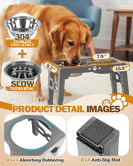Jovrun elevated dog bowls anti-slip feet keep meals quiet and in place