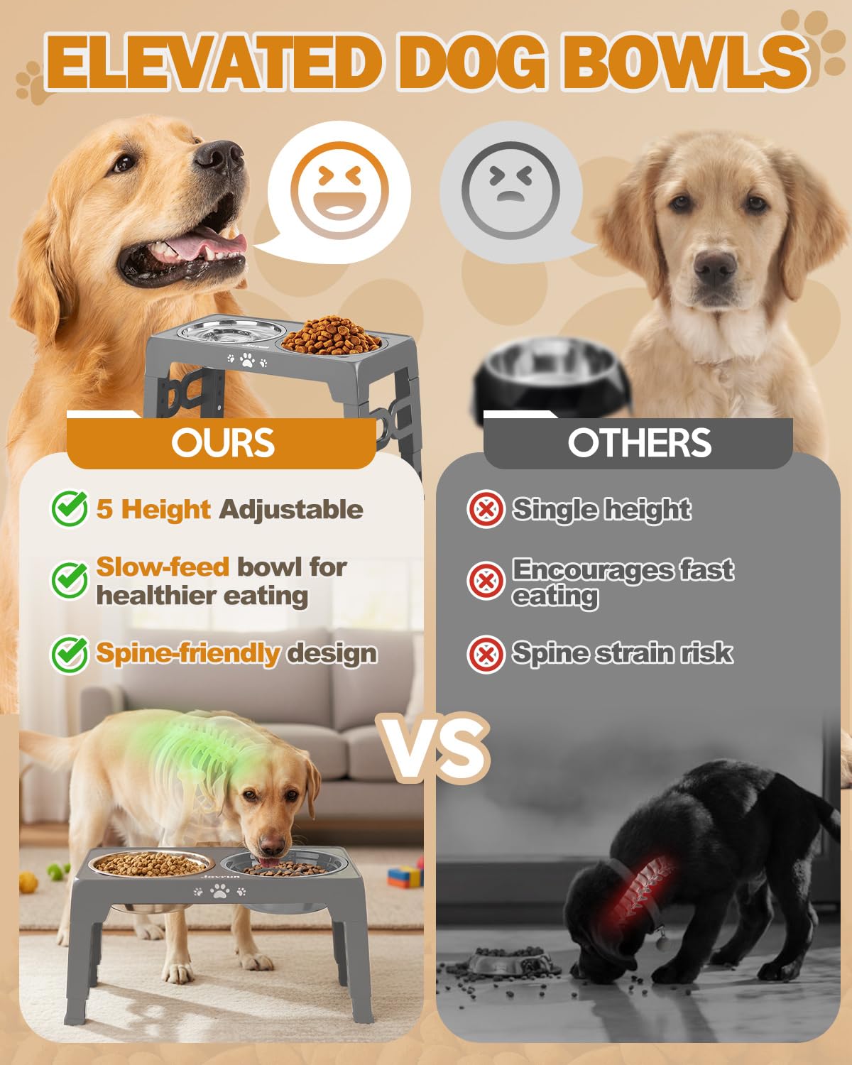 Jovrun elevated dog bowls stainless steel dishes provide durable dining