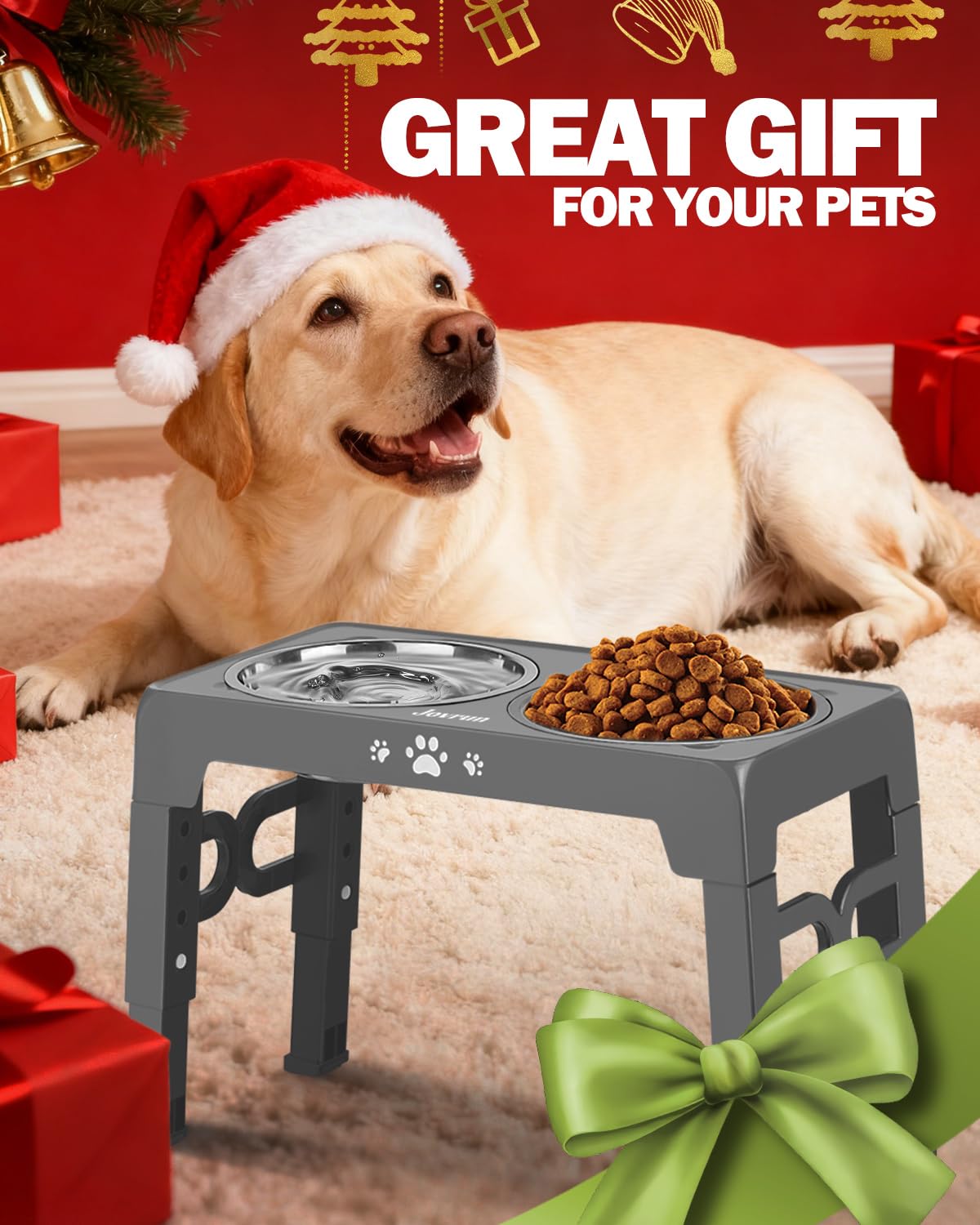 Jovrun elevated dog bowls foldable legs for compact storage