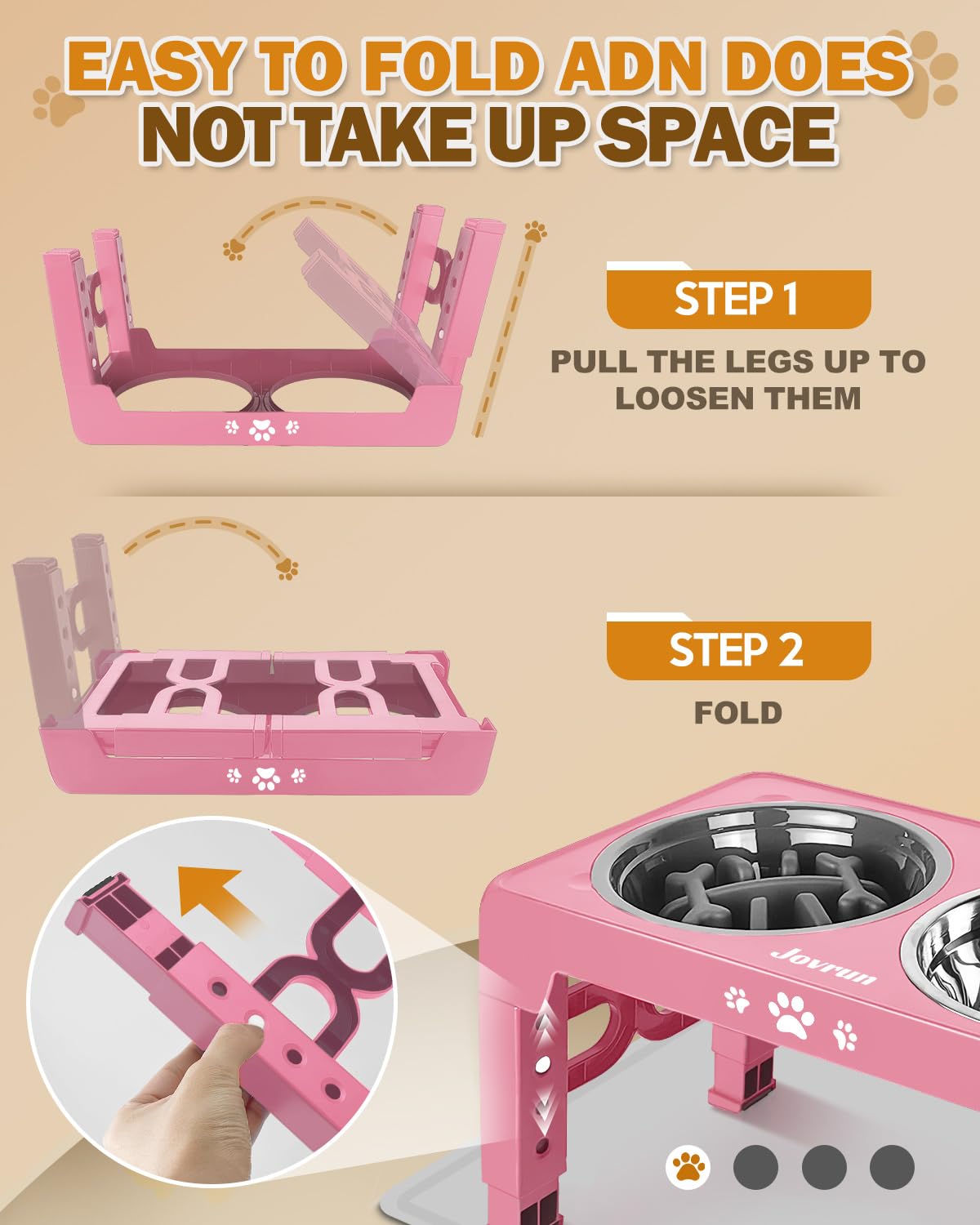 Jovrun elevated dog bowls silicone mat catches spills and protects flooring