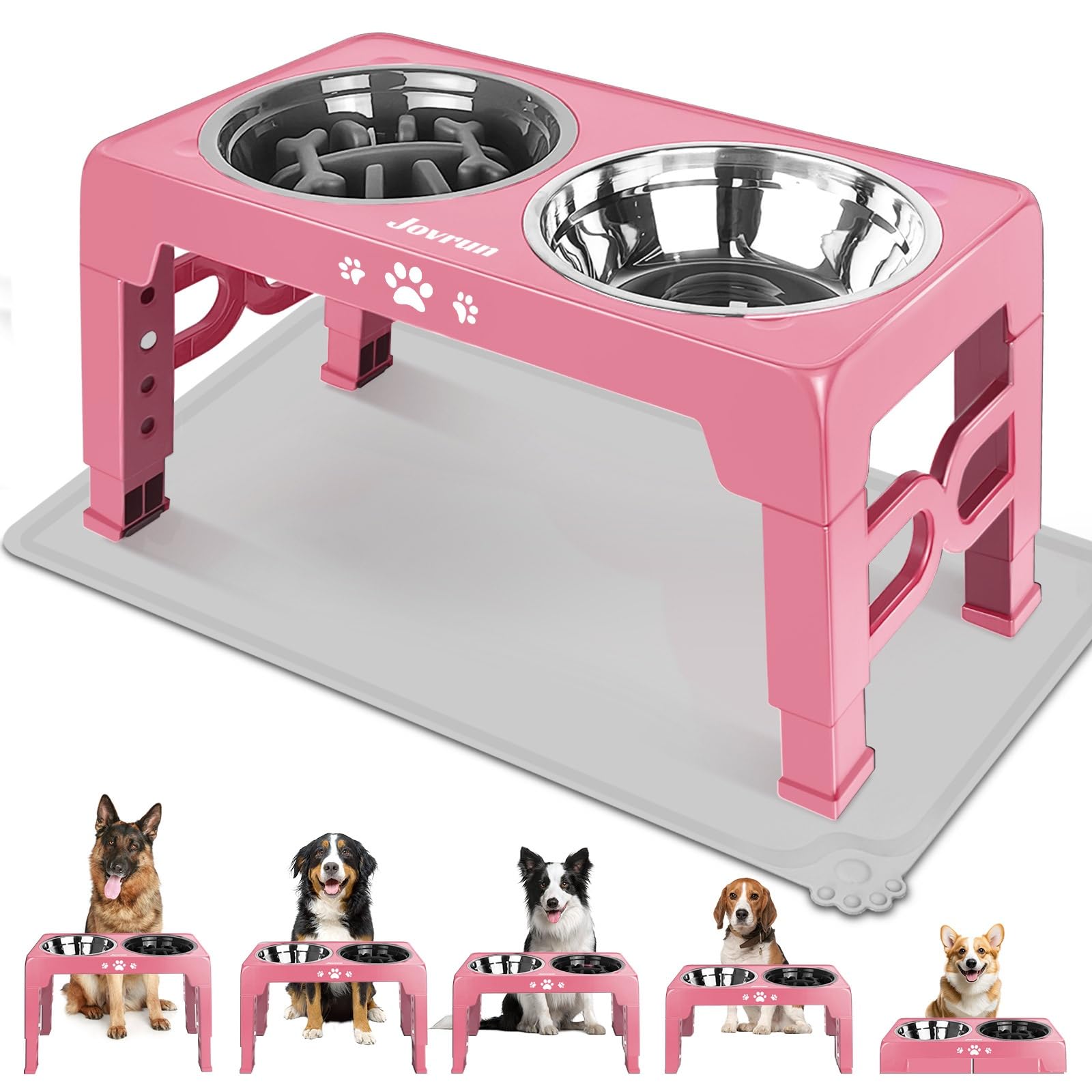 Jovrun elevated dog bowls height-adjustment aid comfortable meals for dogs