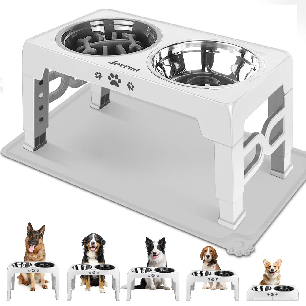 Jovrun elevated dog bowls stand securely for comfortable meals and reduced neck strain.