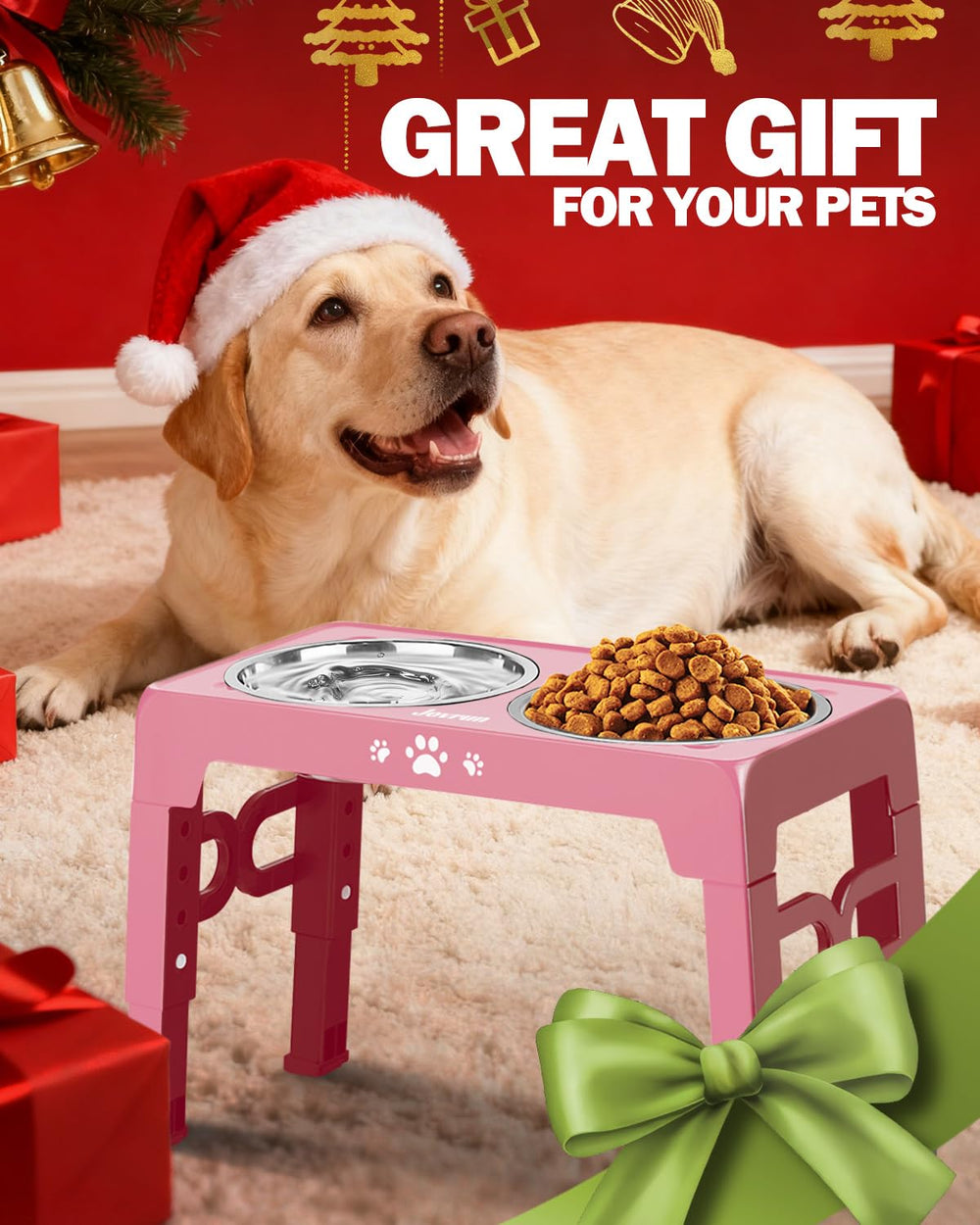 Jovrun elevated bowls make a thoughtful gift for puppies through seniors.