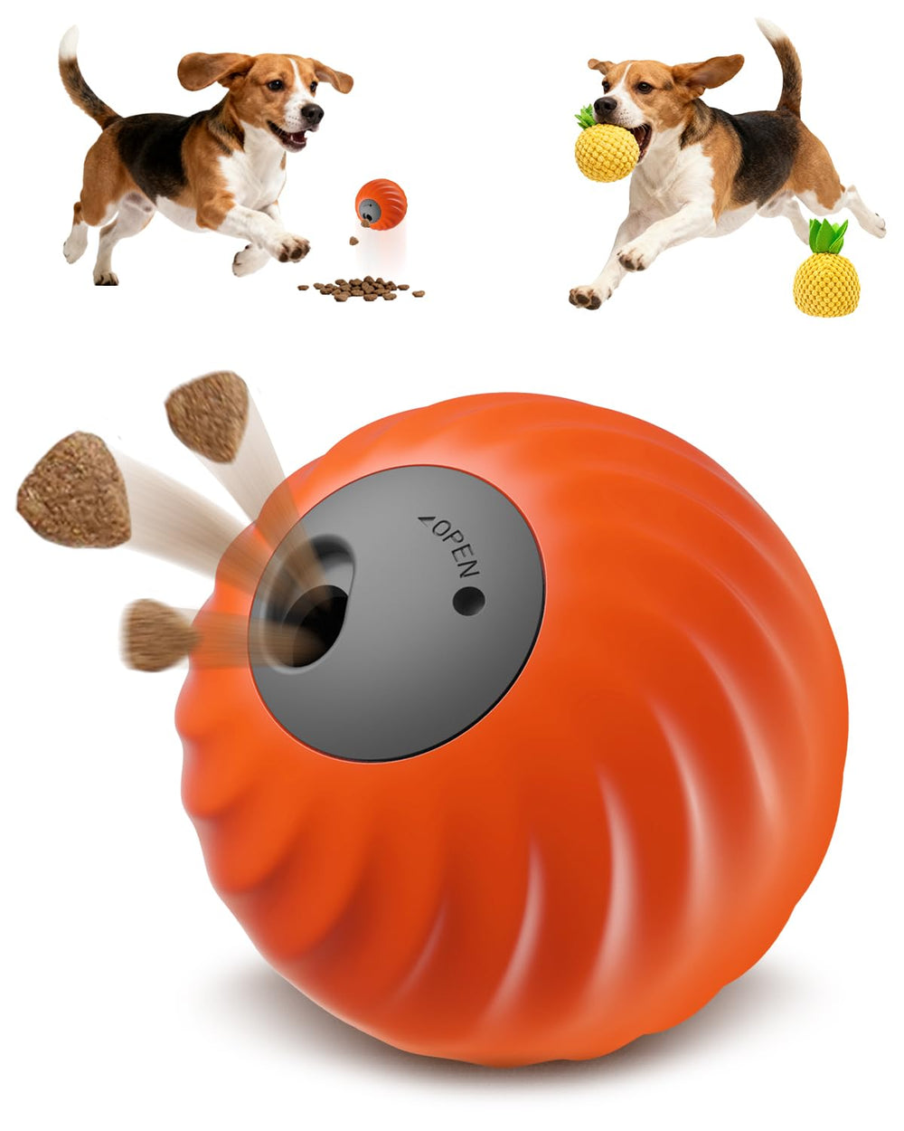 Jovrun interactive dog toy ball with plush fruit cover boosts engagement.
