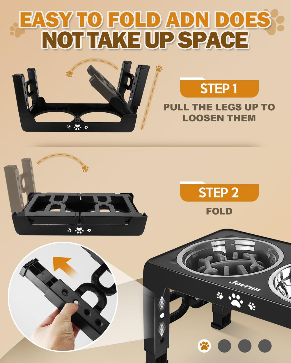 Jovrun noise-free rubber rim ensures quiet dining sessions.
