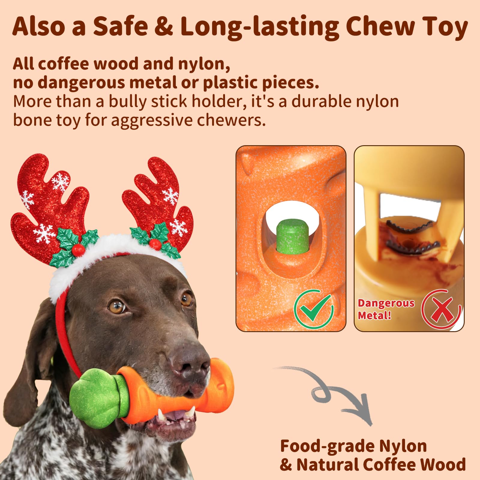 JoyBruko bully-stick-holder durable nylon for aggressive chewers