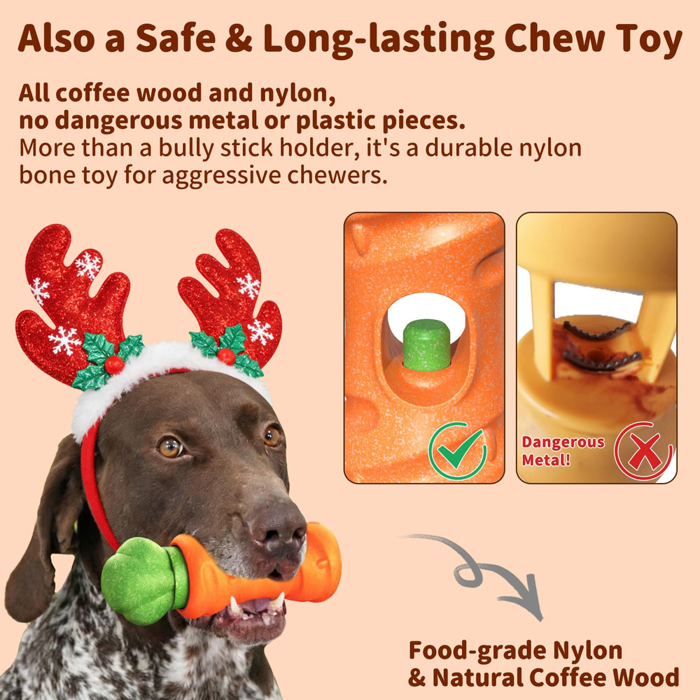JoyBruko bully-stick-holder durable nylon for aggressive chewers