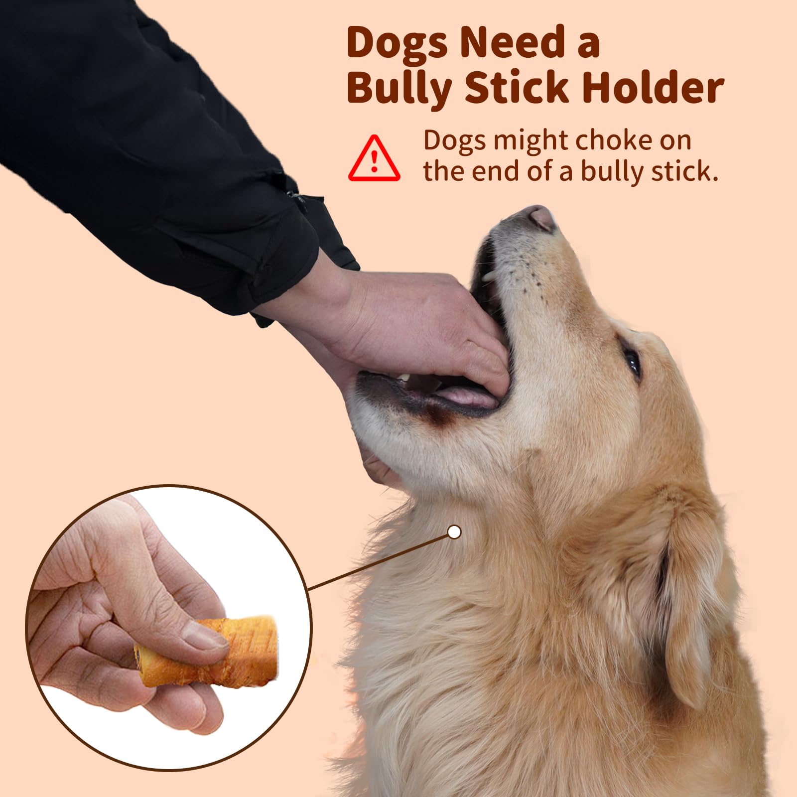 JoyBruko bully-stick-holder hole detail shows universal fit