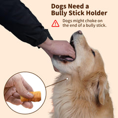 JoyBruko bully stick holder in use with dog enjoying longer, focused chewing